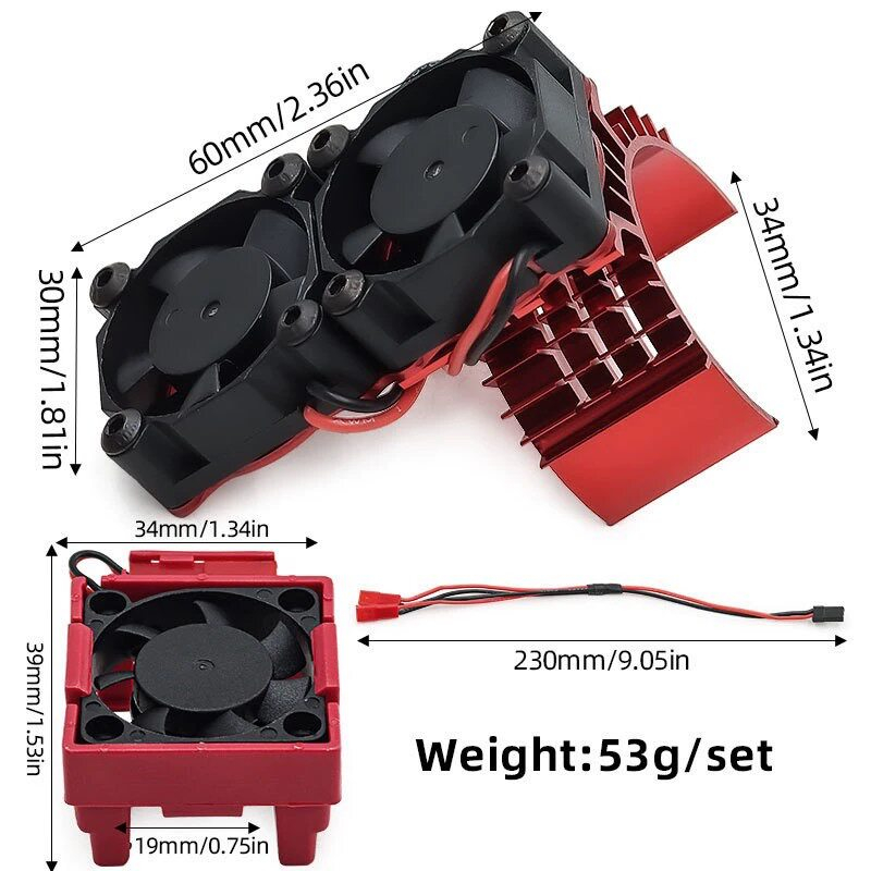 Rc Hobby Car - Doppel-Kühlventilator-Set Hochgeschwindigkeits-Kühlkörper für Traxxas VXL-3s ESC