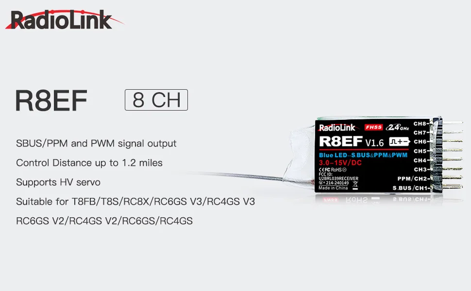 Receiver Sbus 8Ch - Radiolink R8EF Empfänger 2,4G 8-Kanal Unterstützt