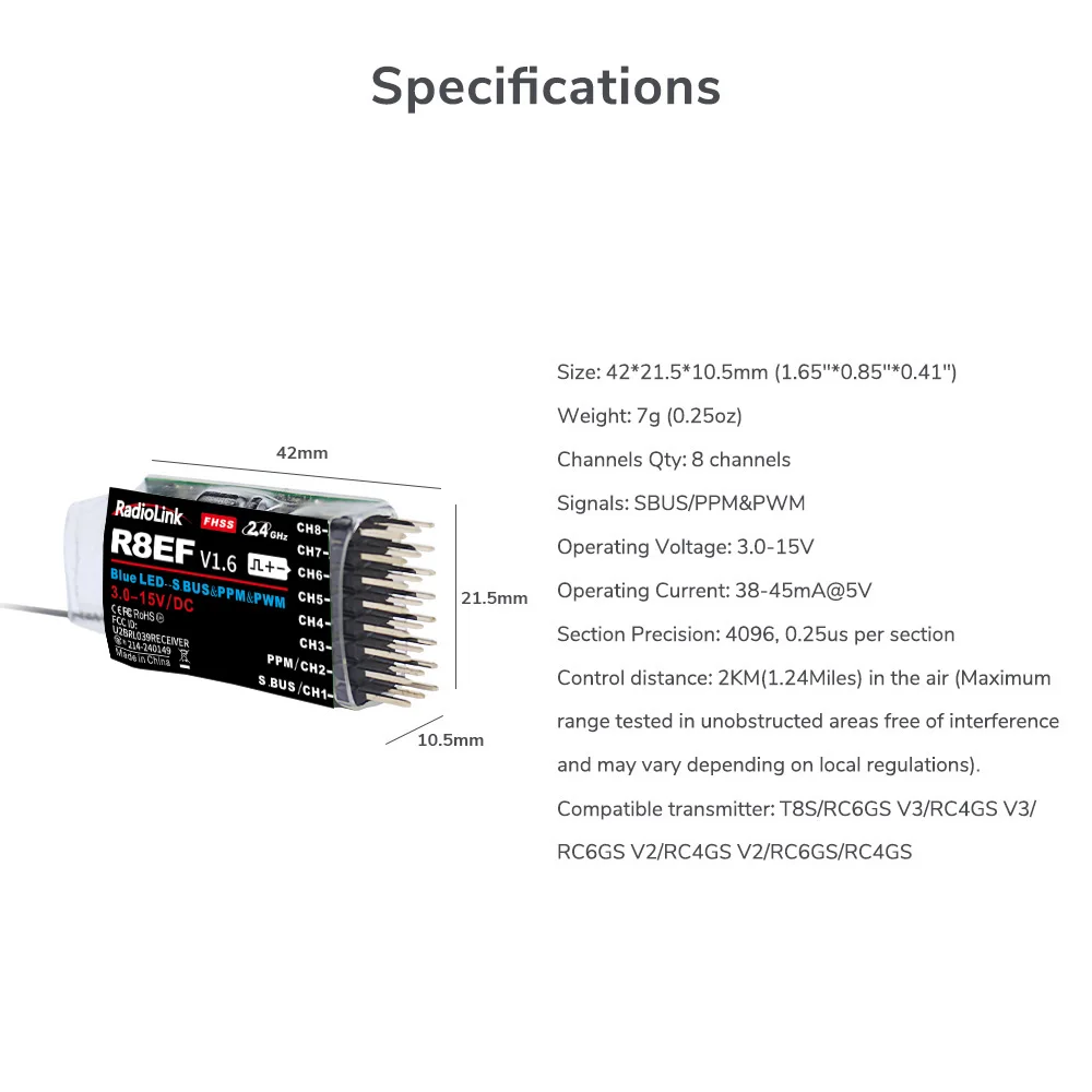 Radiolink R8EF Empfänger 2,4G  – Receiver Sbus 8Ch Bewertung und Preis